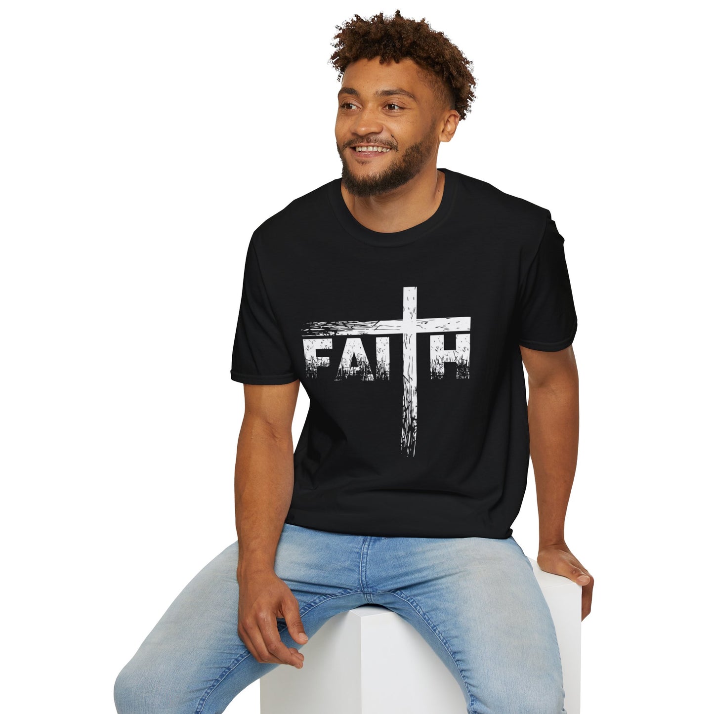 Faith Cross T-Shirt — Distressed Christian Graphic Tee for Men & Women | CartOrial