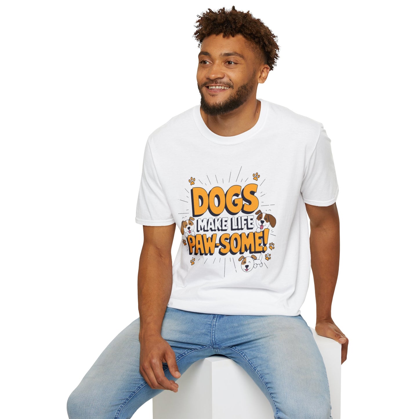 Dogs Make Life Pawsome T-Shirt — Cute Paw Print Dog Lover Tee | CartOrial