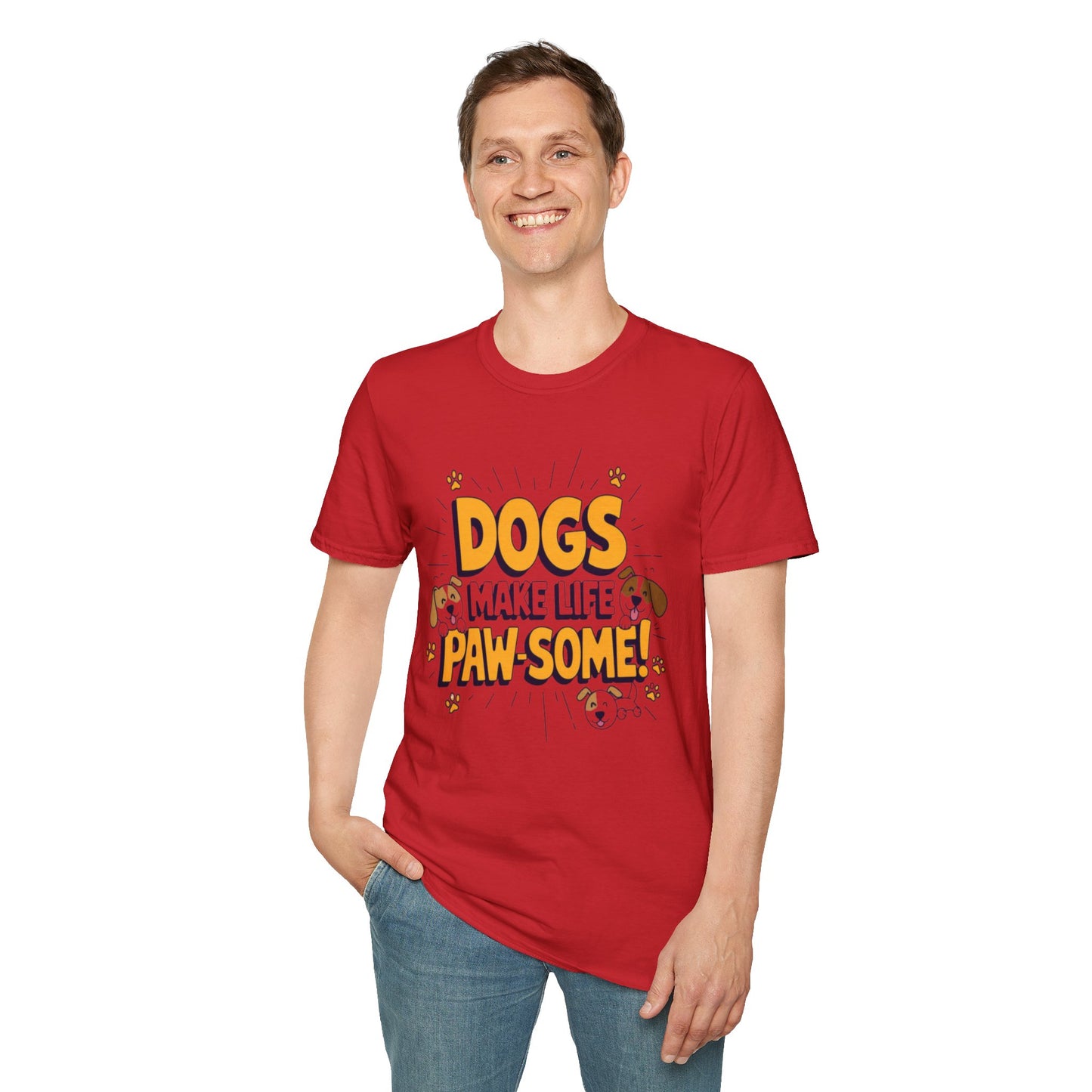 Dogs Make Life Pawsome T-Shirt — Cute Paw Print Dog Lover Tee | CartOrial