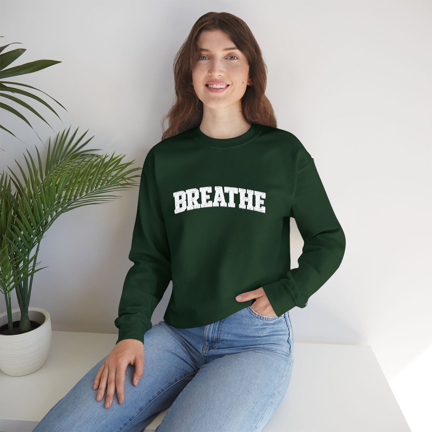 Breathe Crewneck Sweatshirt — Relaxation Graphic Sweatshirt | CartOrial
