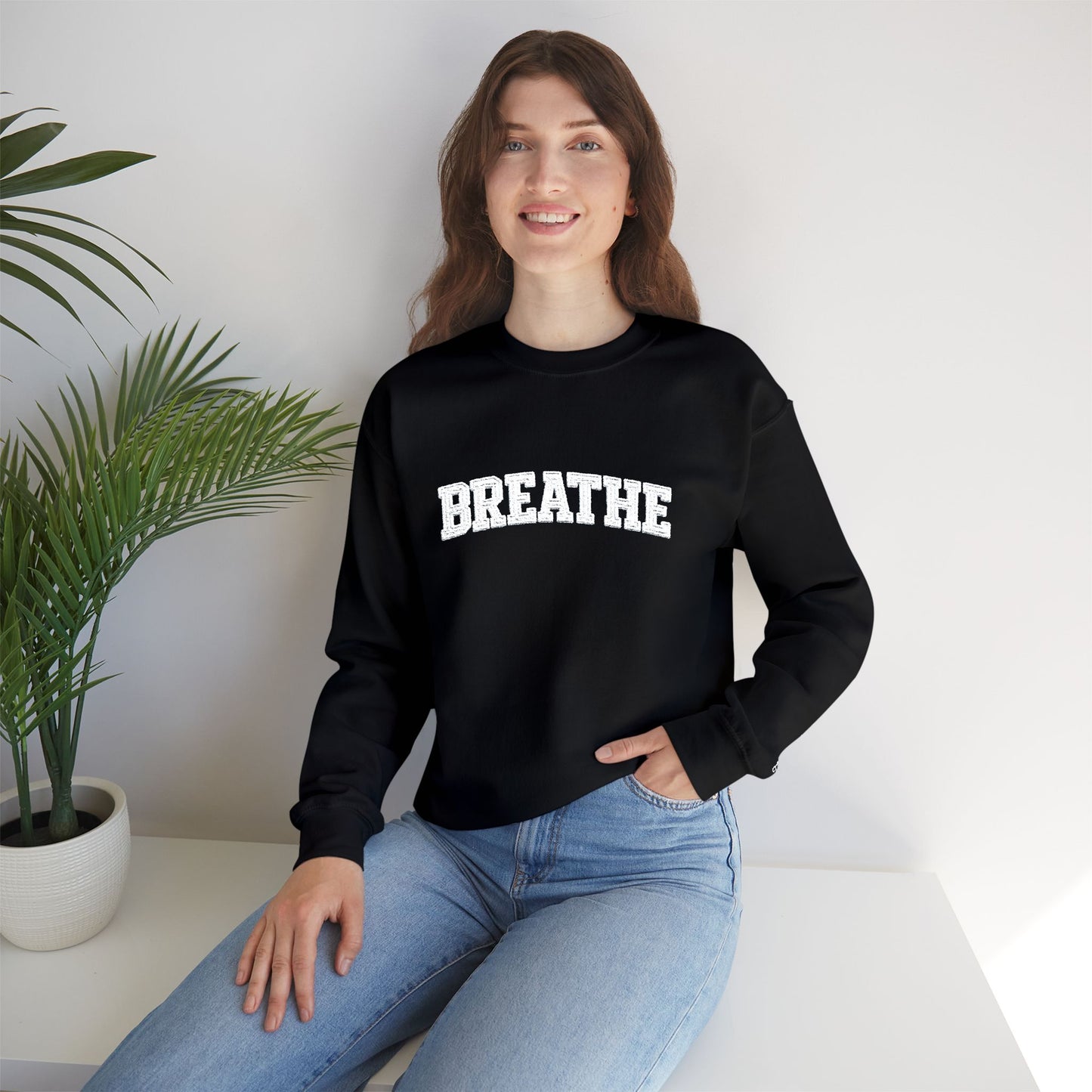 Breathe Crewneck Sweatshirt — Relaxation Graphic Sweatshirt | CartOrial
