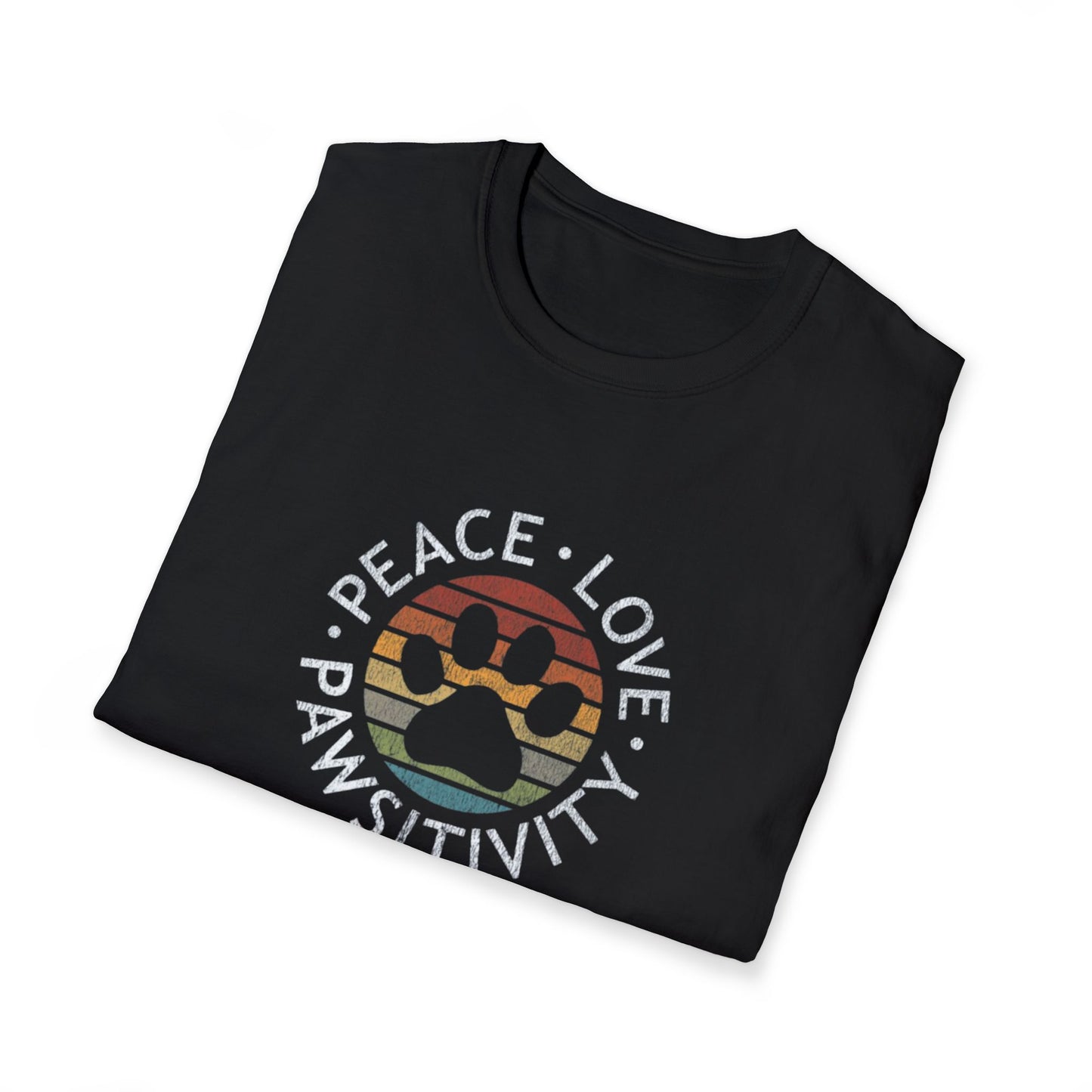 Peace Love Pawsitivity T-Shirt — Retro Dog Paw Tee for Dog Lovers | CartOrial