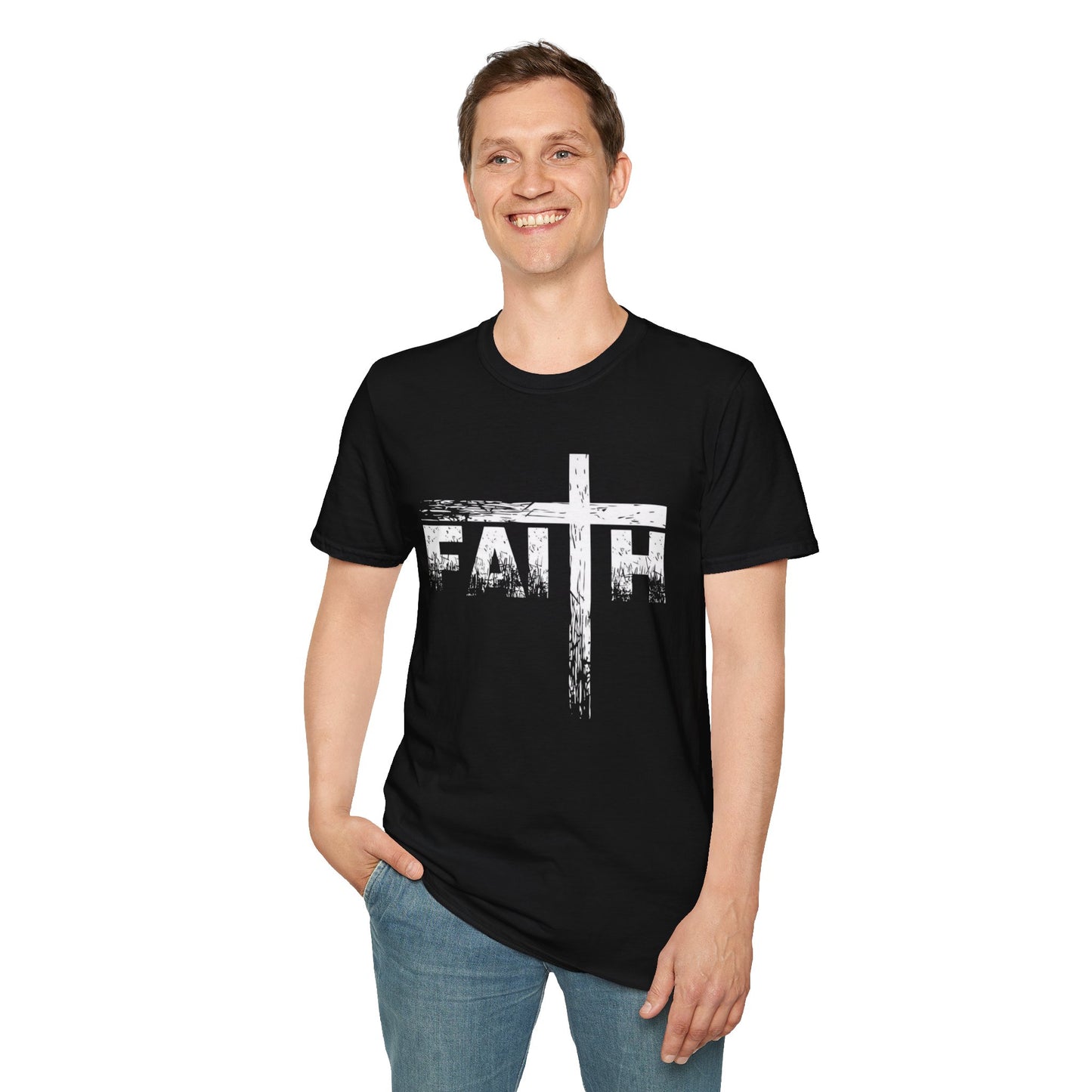 Faith Cross T-Shirt — Distressed Christian Graphic Tee for Men & Women | CartOrial