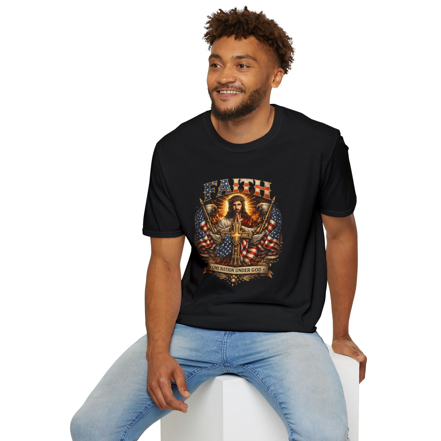 Faith Over Fear T-Shirt – Patriotic Jesus Cross Graphic | CartOrial