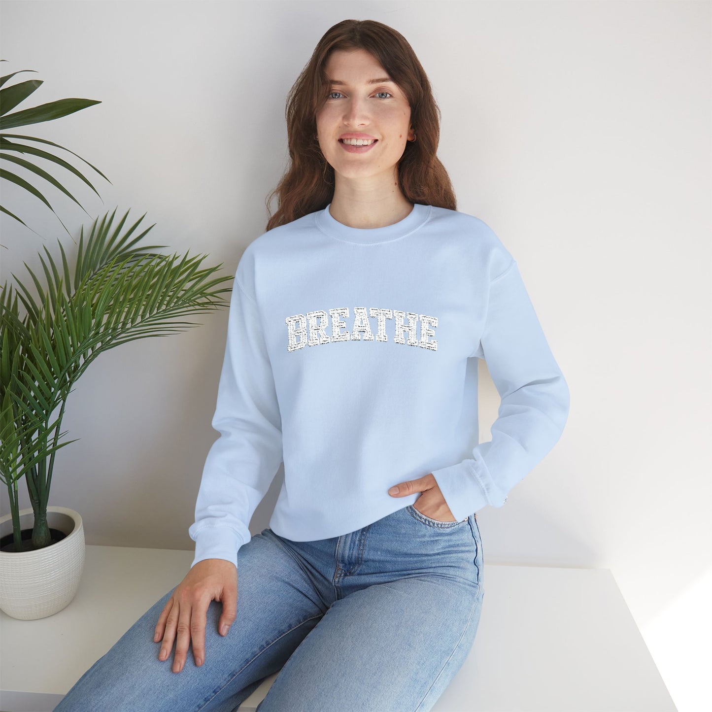 Breathe Crewneck Sweatshirt — Relaxation Graphic Sweatshirt | CartOrial